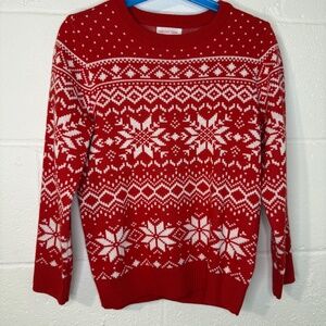 Holiday Lane Red Sweater with White Snowflakes Size 6